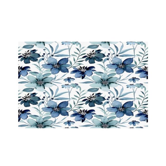 RKSupls Tropical Hibiscus Flower Pattern Linen Placemats 30x45cm Straight Edge Stain Resistant Washable Non-Slip Table Mats Table for Kitchen Dining Room Home