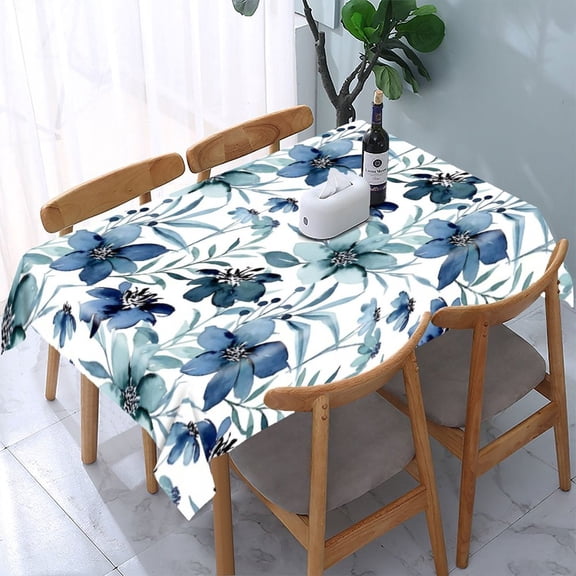 RKSupls Tropical Hibiscus Flower Pattern Rectangle Dining Tablecloth, Washable Wipeable Stain & Wrinkle Resistant Polyester Tablecloth for Kitchen Picnic Party