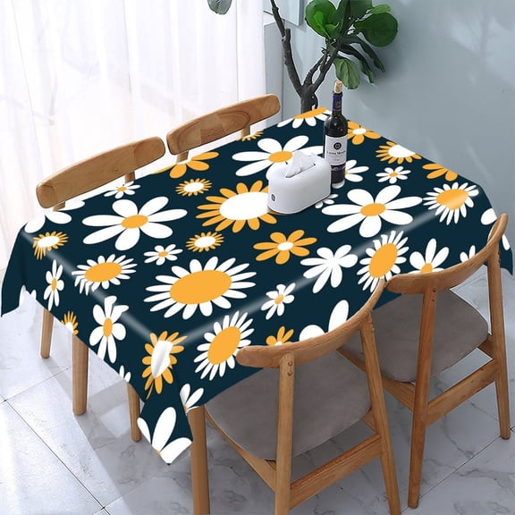 RKSupls Tropical Hibiscus Palm Seamless Rectangle Dining Tablecloth, Washable Wipeable Stain & Wrinkle Resistant Polyester Tablecloth for Kitchen Picnic Party