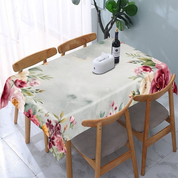 RKSupls Tropical Lily Leaf Vector Pattern Rectangle Dining Tablecloth, Washable Wipeable Stain & Wrinkle Resistant Polyester Tablecloth for Kitchen Picnic Party