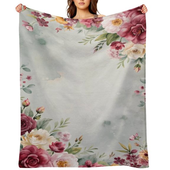 RKSupls Tropical Lily Leaf Vector Pattern Soft Flannel Throw Blanket, Lightweight Fuzzy Warm Cozy Blanket for Couch Bed Home Travel Decor