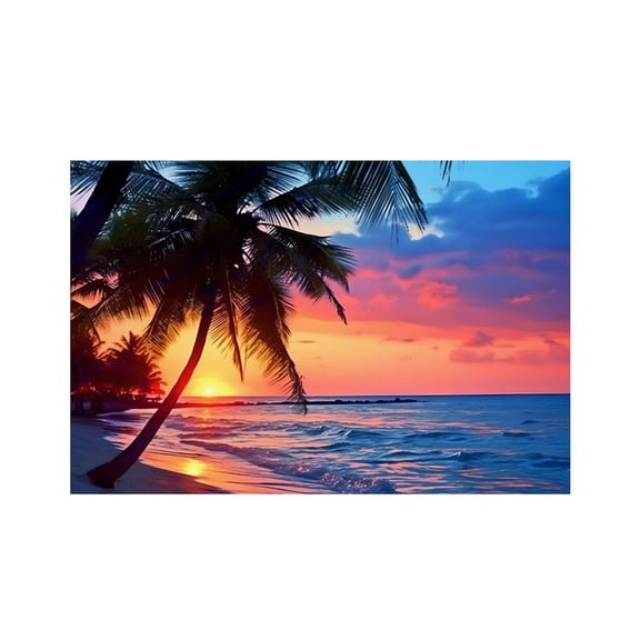 RKSupls Tropical Sunset Palm Linen Placemats 30x45cm Straight Edge Stain Resistant Washable Non-Slip Table Mats Table for Kitchen Dining Room Home
