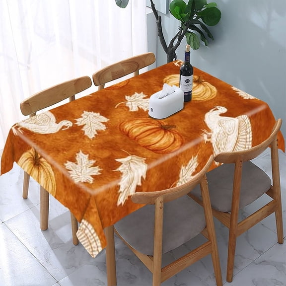 RKSupls Turkey Pumpkin Autumn Pattern Rectangle Dining Tablecloth, Washable Wipeable Stain & Wrinkle Resistant Polyester Tablecloth for Kitchen Picnic Party