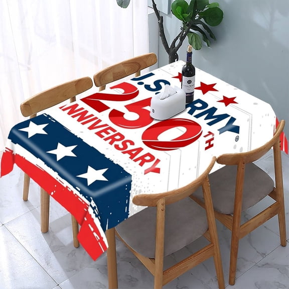 RKSupls US Army 250th Anniversary Grunge Paint Splatter Rectangle Dining Tablecloth, Washable Wipeable Stain & Wrinkle Resistant Polyester Tablecloth for Kitchen Picnic Party