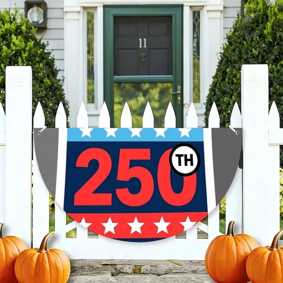RKSupls US Army 250th Anniversary Shield Stripes Stars Patriotic Half Round American Flag Banner 1776-2026, USA Independence Day Fence Porch Hanging Decor