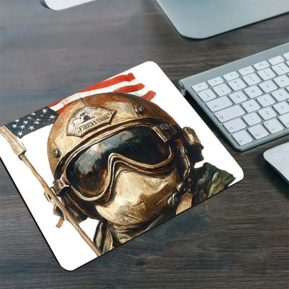 RKSupls US Pilot Helmet Flag Diatom Mud Mouse Pad, Personalized Hard Desk Mat with Non-Slip Base, Fast Drying Washable Premium Mousepad for Gaming and Office,30*25cm