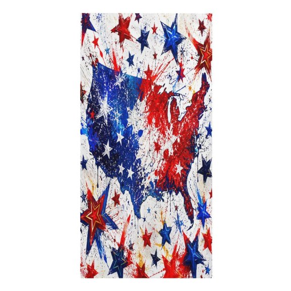RKSupls USA Map Splatter Stars Paint Microfiber Beach Towel Absorbent Compact Towels for Swimming Pool Beach Travel Things for Vacation Essentials Adult Gift,61.4×30.3Inch