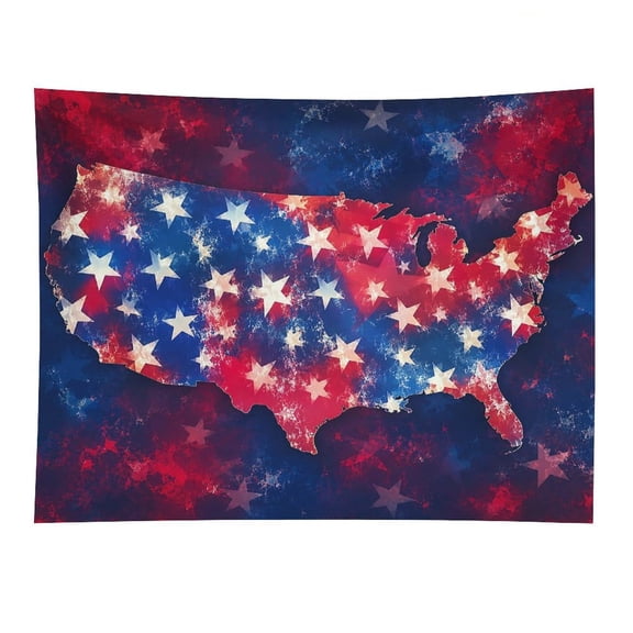RKSupls USA Map Stars Patriotic Glow Polyester Wall Tapestry Anti Wrinkle Art Hanging Decor for Bedroom Living Room Home Holiday Decoration Gift