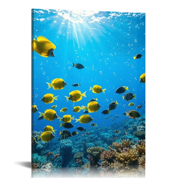 RKSupls Underwater Tropical Fish Canvas Wall Art, Canvas Prints Wall Art for Living Room Bedroom Entryway Office, Art Print Painting for Home Decor