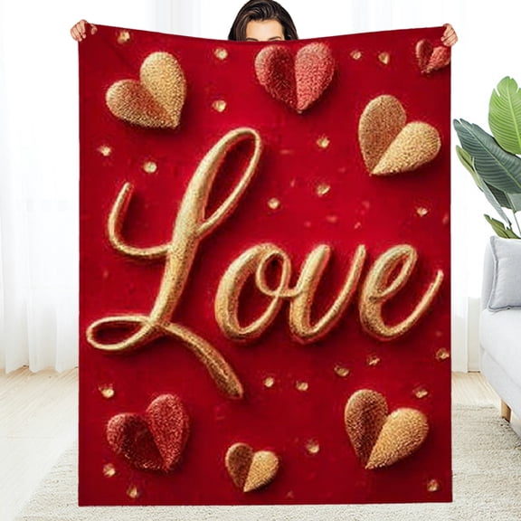 RKSupls Valentine's Day Throw Blanket, Red I Love You Heart Soft Flannel Blanket, Fuzzy Warm Cozy Happy New Year Blanket for Couch Bed Home Travel Decor, 30*40in