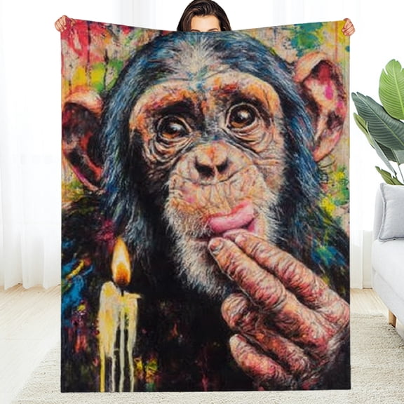 RKSupls Valentine's Day Throw Blanket, Vibrant Monkey Soft Warm Flannel Blanket, Fuzzy Warm Cozy New Year Blanket for Couch Bed Home Travel Decor, 40*50in