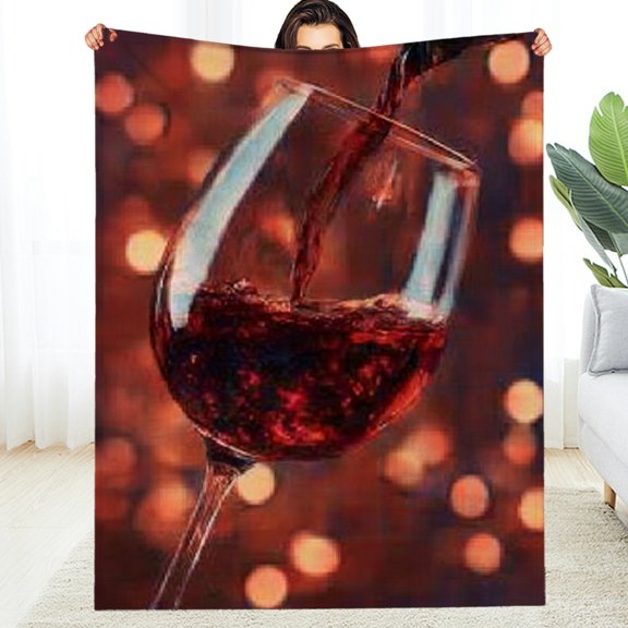 RKSupls Valentine's Day Throw Blanket, Wine Enthusiast Soft Warm Flannel Blanket, Fuzzy Warm Cozy New Year Blanket for Couch Bed Home Travel Decor, 40*50in