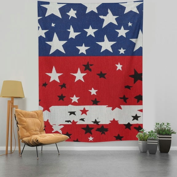 RKSupls Vertical Tapestry Wall Hanging, American Flag Star Pattern Tapestry Wall Decor for Bedroom, Dorm Room, Living Room, Apartment, College Dorm Home Decor