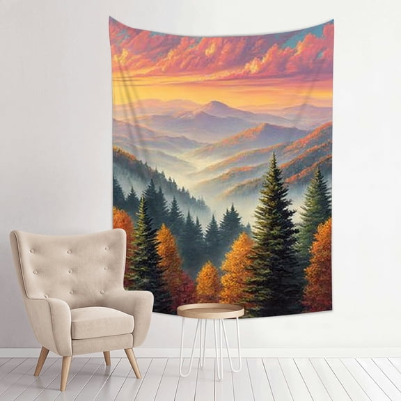 RKSupls Vertical Tapestry Wall Hanging, Autumn Mountain Fog Forest Tapestry Wall Decor for Bedroom, Dorm Room, Living Room, Apartment, College Dorm Home Decor