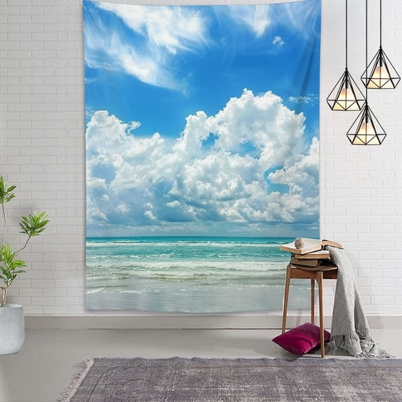 RKSupls Vertical Tapestry Wall Hanging, Beach Scene Clouds Sea Print, Vertical Tapestry Wall Hanging for Bedroom Dorm Living Room Apartment Home Decor