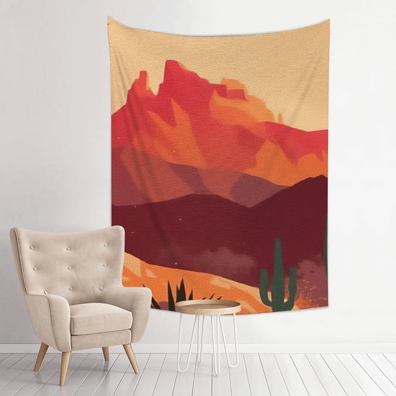 RKSupls Vertical Tapestry Wall Hanging, Desert Cactus Sunset Mountain Print, Vertical Tapestry Wall Hanging for Bedroom Dorm Living Room Apartment Home Decor