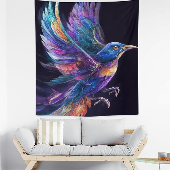 RKSupls Vertical Tapestry Wall Hanging, Rainbow Iridescent Bird Tapestry Wall Decor for Bedroom Dorm Room Living Room Apartment College Dorm Home Decor