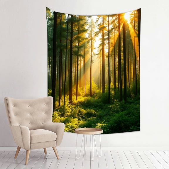 RKSupls Vertical Tapestry Wall Hanging, Sunbeam Pine Forest Nature Tapestry Wall Decor for Bedroom, Dorm Room, Living Room, Apartment, College Dorm Home Decor