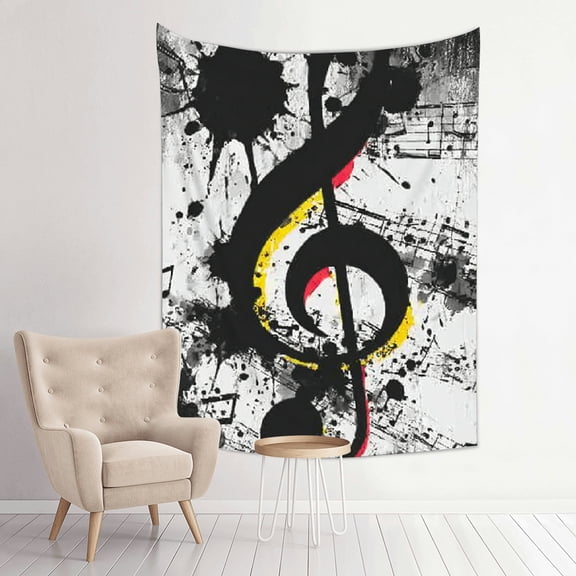 RKSupls Vertical Tapestry Wall Hanging, Treble Clef Music Tapestry Wall Decor for Bedroom, Dorm Room, Living Room, Apartment, College Dorm Home Decor