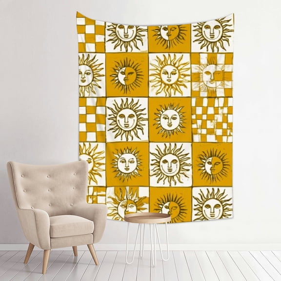 RKSupls Vertical Tapestry Wall Hanging, Vintage Sun Face Tapestry Wall Decor for Bedroom, Dorm Room, Living Room, Apartment, College Dorm Home Decor