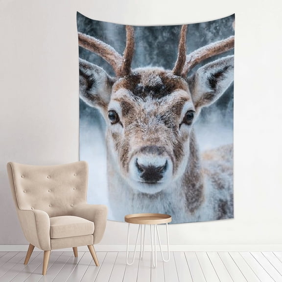 RKSupls Vertical Tapestry Wall Hanging, Winter Snowy Deer Tapestry Wall Decor for Bedroom, Dorm Room, Living Room, Apartment, College Dorm Home Decor
