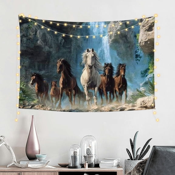 RKSupls Vibrant Horse River Landscape Tapestry, Home Tapestry Suitable for Hanging for Decorative Wall Hanging, Decorative Bedroom, Living Room Decoration - 60*40in