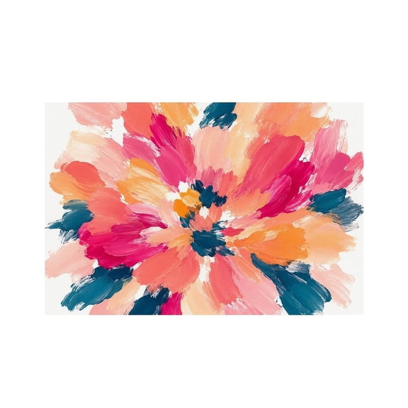 RKSupls Vibrant Painterly Flower Bloom Linen Placemats 30x45cm Straight Edge Stain Resistant Washable Non-Slip Table Mats Table for Kitchen Dining Room Home