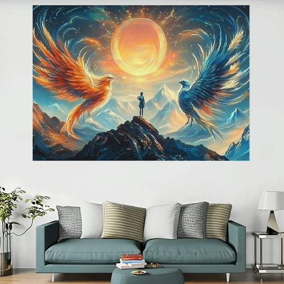 RKSupls Vibrant Phoenix Fantasy Tapestry,Home Tapestry Suitable for Hanging for Decorative Wall Hanging, Decorative Bedroom, Living Room Decoration - 60x40in