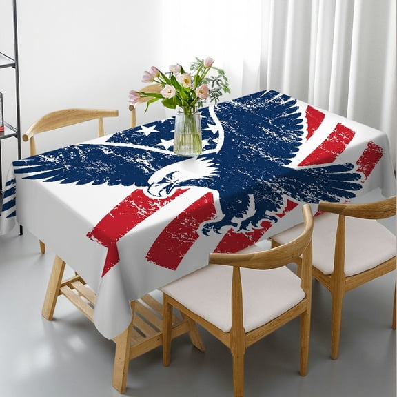 RKSupls Vintage Eagle And Shield Print Rectangle Dining Tablecloth, Holiday Party Tablecloth  Holiday-Themed Design, Vintage Eagle And Shield