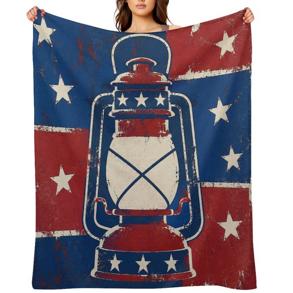 RKSupls Vintage Lantern Flag Distressed Soft Flannel Throw Blanket, Lightweight Fuzzy Warm Cozy Blanket for Couch Bed Home Travel Decor