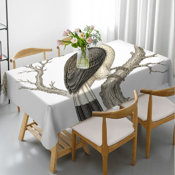RKSupls  Vintage Safari Hornbill Bird Print Rectangle Tablecloth, Polyester Tablecloths Holiday Party Tablecloth, Vintage Safari Hornbill Bird