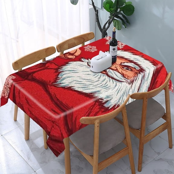 RKSupls Vintage Santa Snowflakes Rectangle Dining Tablecloth, Washable Wipeable Stain & Wrinkle Resistant Polyester Tablecloth for Kitchen Picnic Party