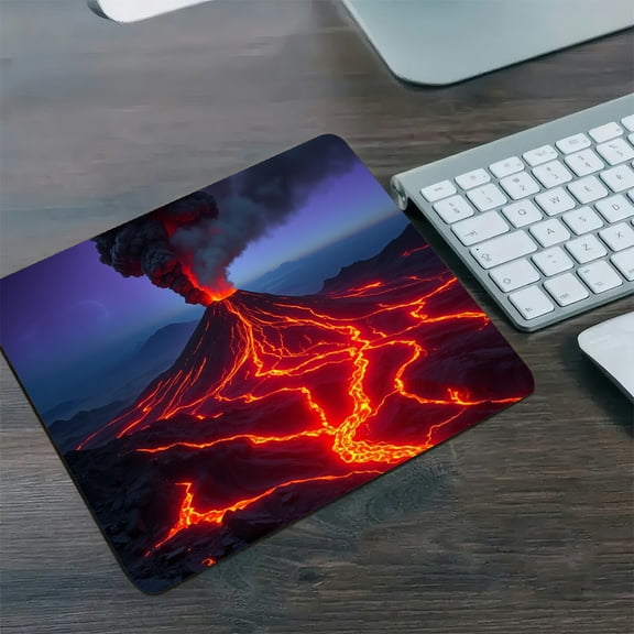 RKSupls Volcano Eruption Lava Diatom Mud Mouse Pad, Personalized Hard Desk Mat with Non-Slip Base, Fast Drying Washable Premium Mousepad for Gaming and Office,30*25cm