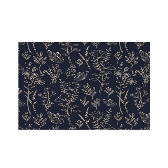 RKSupls Watercolor Floral Border Design Linen Placemats 30x45cm Straight Edge Stain Resistant Washable Non-Slip Table Mats Table for Kitchen Dining Room Home