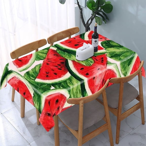 RKSupls Watermelon Slices Pattern Rectangle Dining Tablecloth, Washable Wipeable Stain & Wrinkle Resistant Polyester Tablecloth for Kitchen Picnic Party