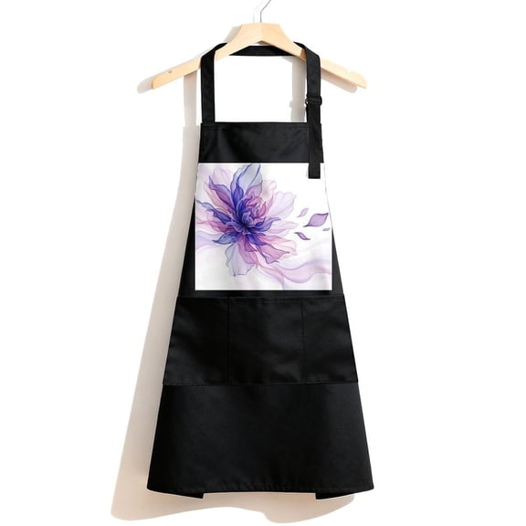 RKSupls Waterproof Bib Apron with 3 Pockets, Modern Futuristic Image with Water Like Colored Adjustable Neck Strap Soft 100% Polyester Water Resistant Apron for Kitchen Restaurant Home Use