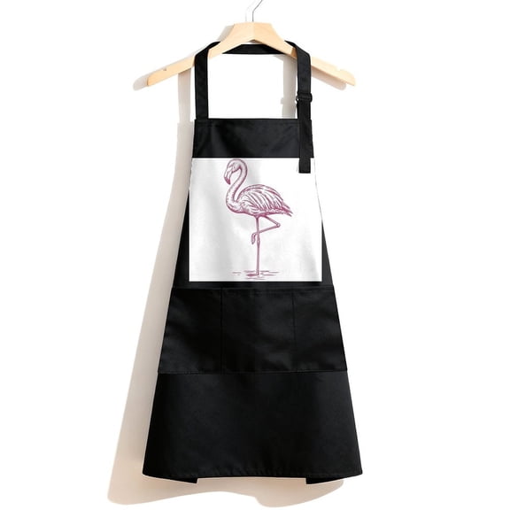 RKSupls Waterproof Bib Apron with 3 Pockets, Vintage Flamingo Adjustable Neck Strap Soft 100% Polyester Water Resistant Apron for Kitchen Restaurant Home Use