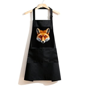 RKSupls Waterproof Bib Apron with 3 Pockets, Fox Portrait Adjustable Neck Strap Soft Polyester Water Resistant Apron for Kitchen Restaurant Home Use