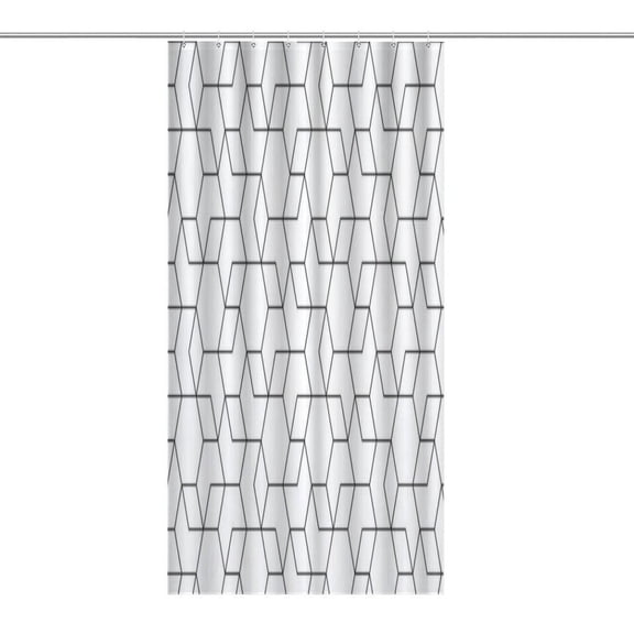 RKSupls Waterproof Shower Curtain, Abstract Geometric Diamond Pattern Polyester Shower Curtain with Hooks for Chic Elegant Home Bathtub Bathroom Decor Washable