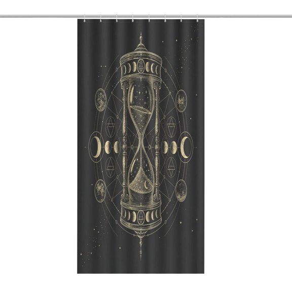 RKSupls Waterproof Shower Curtain, Antique Hourglass Moon Cycle Polyester Shower Curtain with Hooks for Chic Elegant Home Bathtub Bathroom Decor Washable