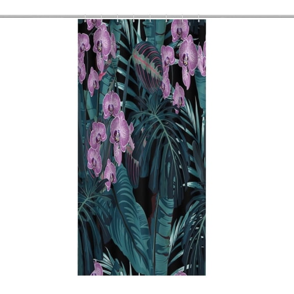 RKSupls Waterproof Shower Curtain, Botanical Banana Leaf Pattern Polyester Shower Curtain with Hooks for Chic Elegant Home Bathtub Bathroom Decor Washable