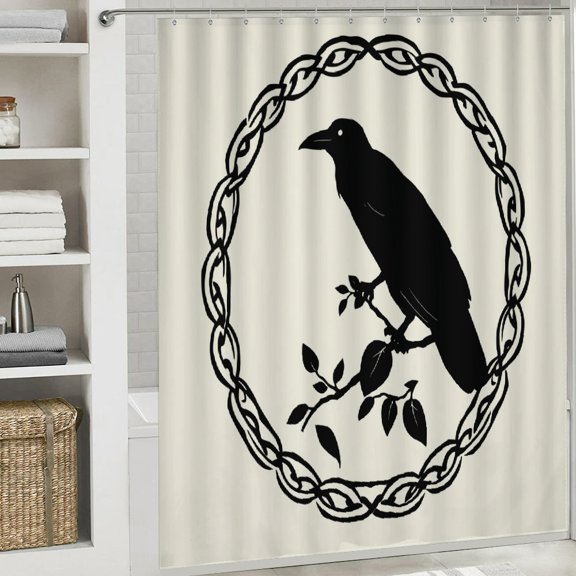 RKSupls Waterproof Shower Curtain, Celtic Raven Chain Frame Polyester Shower Curtain with Hooks for Chic Elegant Home Bathtub Bathroom Decor Washable Curtains