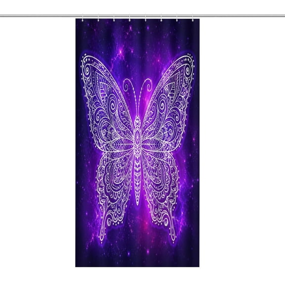 RKSupls Waterproof Shower Curtain, Cosmic Butterfly Mandala Polyester Shower Curtain with Hooks for Chic Elegant Home Bathtub Bathroom Decor Washable