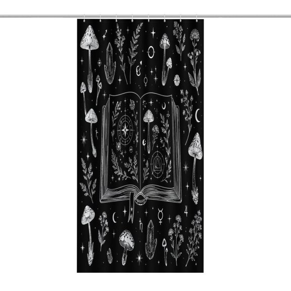 RKSupls Waterproof Shower Curtain, Magic Book Celestial Herbs Dark Polyester Shower Curtain with Hooks for Chic Elegant Home Bathtub Bathroom Decor Washable