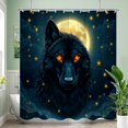 thumbnail image 1 of RKSupls Waterproof Shower Curtain, Majestic Black Wolf Glowing Eyes Full Moon Polyester Shower Curtain with Hooks for Chic Elegant Home Bathtub Bathroom Decor Washable Curtains, 1 of 6