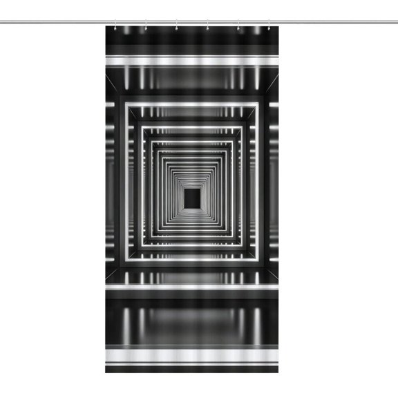 RKSupls Waterproof Shower Curtain, Monochrome Square Infinity Tunnel Polyester Shower Curtain with Hooks for Chic Elegant Home Bathtub Bathroom Decor Washable
