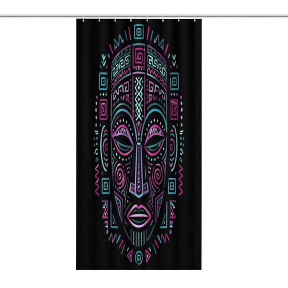 RKSupls Waterproof Shower Curtain, Neon Tribal Mask Polyester Shower Curtain with Hooks for Chic Elegant Home Bathtub Bathroom Decor Washable