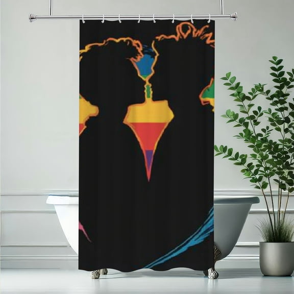 RKSupls Waterproof Shower Curtain, Rainbow Couple Silhouette Polyester Shower Curtain with Hooks for Chic Elegant Home Bathtub Bathroom Decor Washable