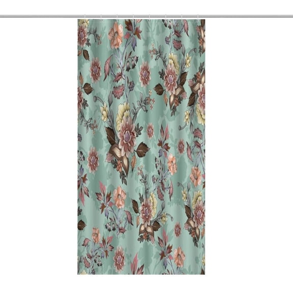 RKSupls Waterproof Shower Curtain, Rose Bloom Orange Pattern Polyester Shower Curtain with Hooks for Chic Elegant Home Bathtub Bathroom Decor Washable