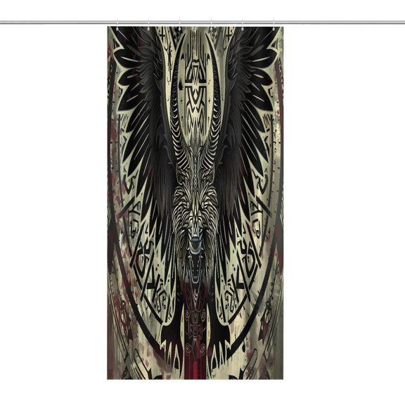 RKSupls Waterproof Shower Curtain, Wolf Horns Wings Symbol Polyester Shower Curtain with Hooks for Chic Elegant Home Bathtub Bathroom Decor Washable